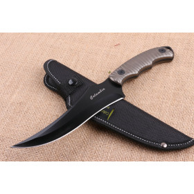 Columbia wolf head K602 black fixed blade hunting knife UD404717 
